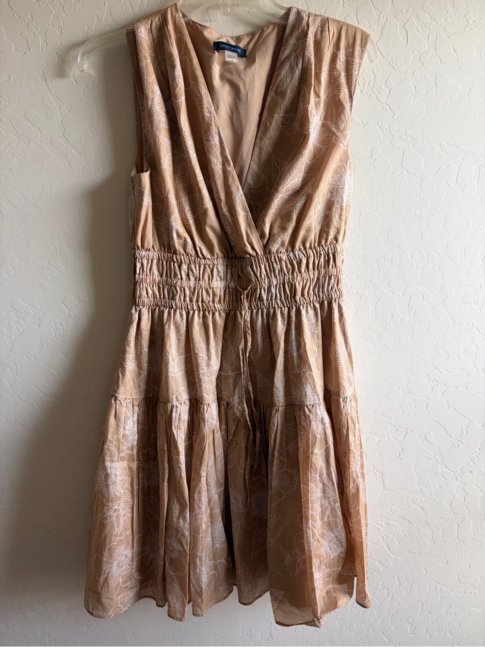 Tommy Hilfiger Sleeveless Tan Floral Midi Dress